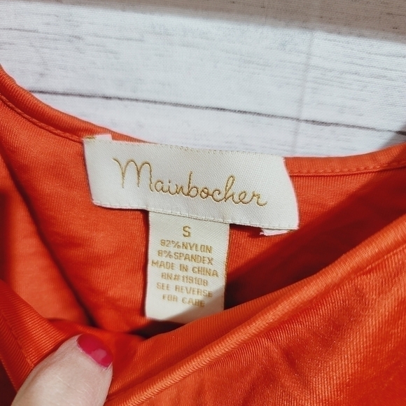 MAINBOCHER SLINKY WODE STRAP BRIGHT ORANGE CAMISOLE TANK TOP, SZ SMALL - Picture 4 of 4